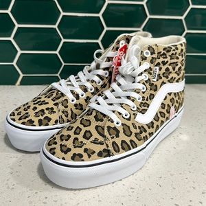 Vans leopard print high top platform sneakers